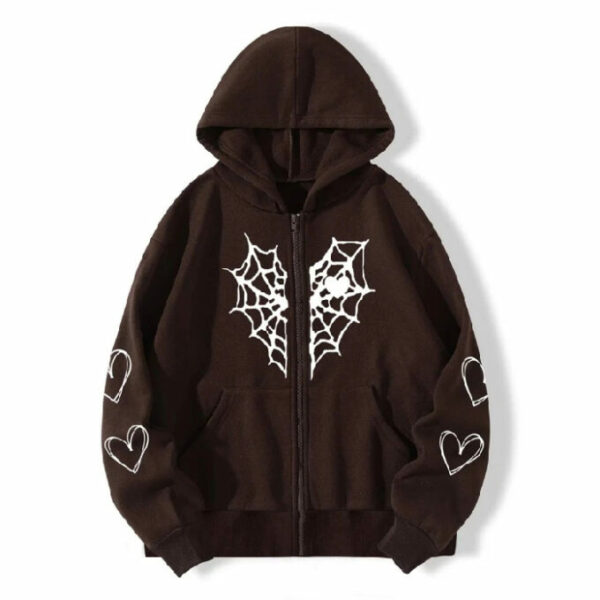 Young Thug Sp5der Brown Hoodie With Zipper